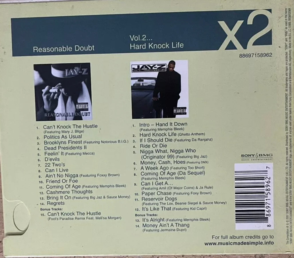 Jay Z - Colección de 2 CD - Reasonable Doubt y Vol. 2: Hard Knock Life