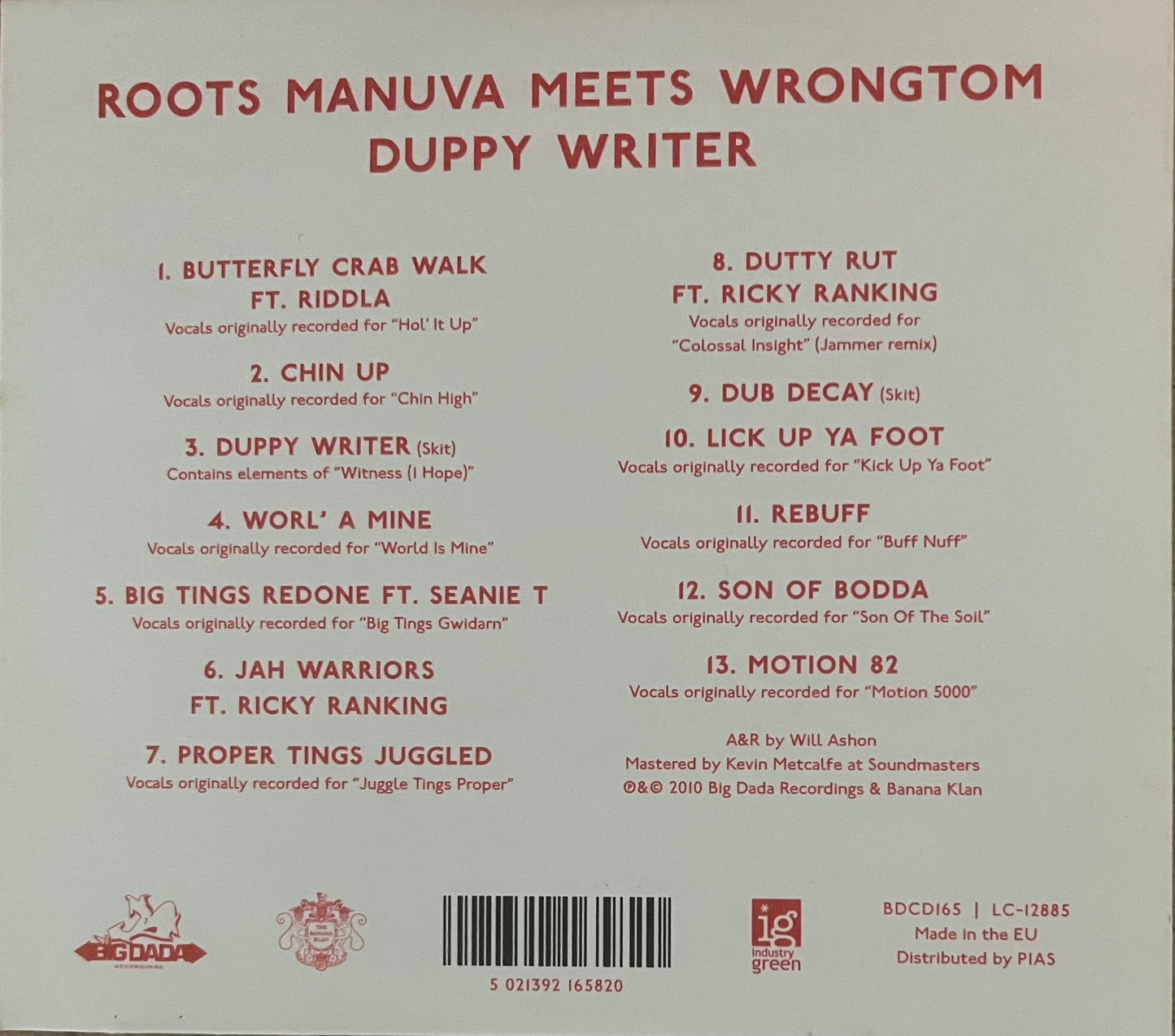 Roots Manuva Meets Wrongtom - Duppy Writer